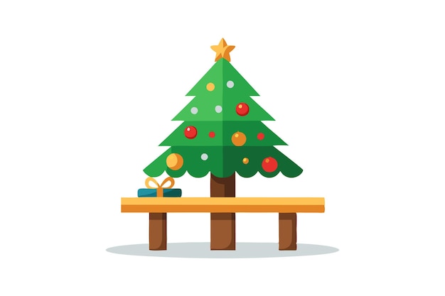 Wooden Christmas tree with ornaments