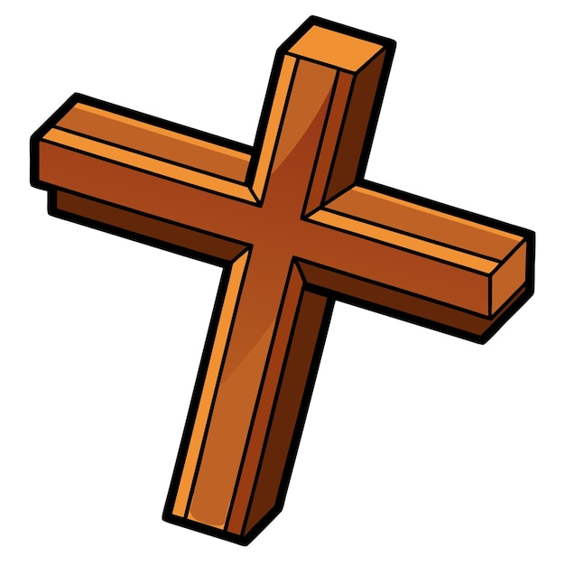 wooden cross clipart cartoon style vector illustration