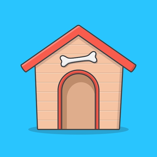 Wooden Dog House And Bone . Dog House Flat