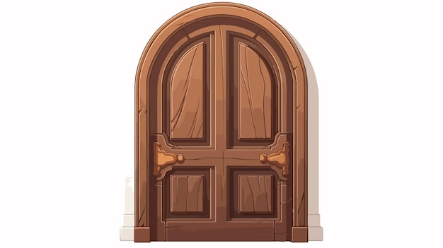 a wooden door with the door closed vector art illustration