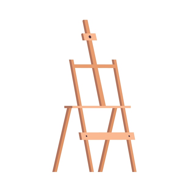 Wooden easel Canvas stand for a painting Iinventory is artistic Vector illustration