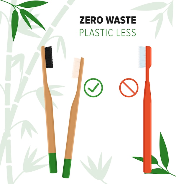 Wooden eco brush colorful   illustration Zero waste movement