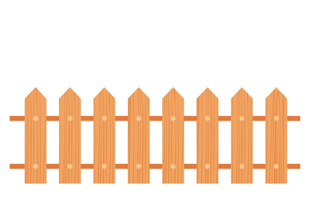 Wooden fence isolated on white background with parallel plank old Vector illustration Eps 10