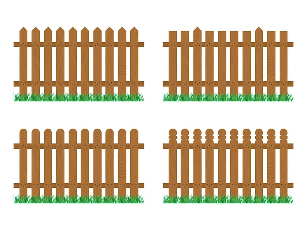 Wooden fence with grass collection