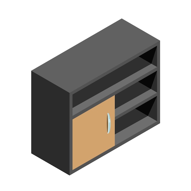 Wooden file cabinet isometric flat illustration office furniture