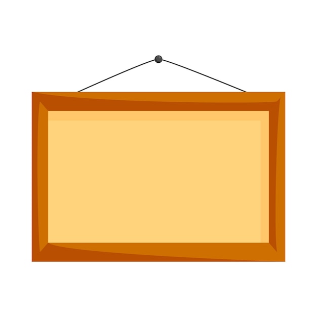 Wooden frame icon in cartoon style on a white background