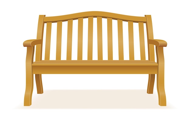 Wooden garden park bench vector illustration