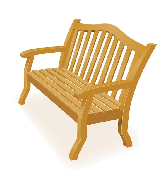 Wooden garden park bench vector illustration