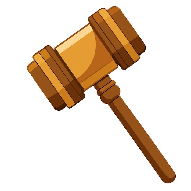 Vector wooden gavel clipart cartoon style vector illustration