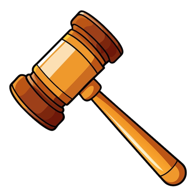 Vector wooden gavel clipart cartoon style vector illustration