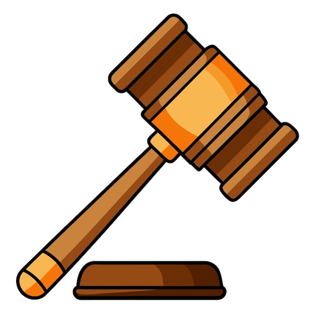 wooden gavel clipart cartoon style vector illustration