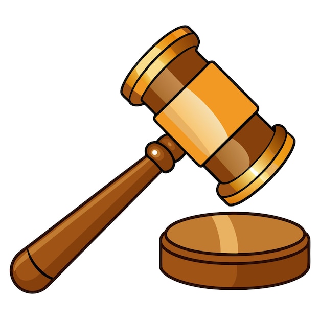 wooden gavel clipart cartoon style vector illustration