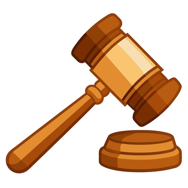 Vector wooden gavel clipart cartoon style vector illustration