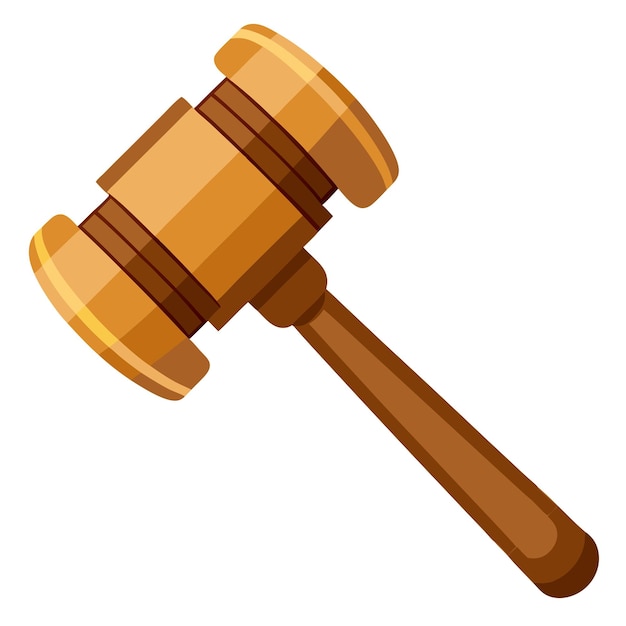 Vector wooden gavel clipart cartoon style vector illustration