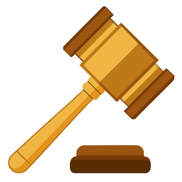 wooden gavel clipart cartoon style vector illustration