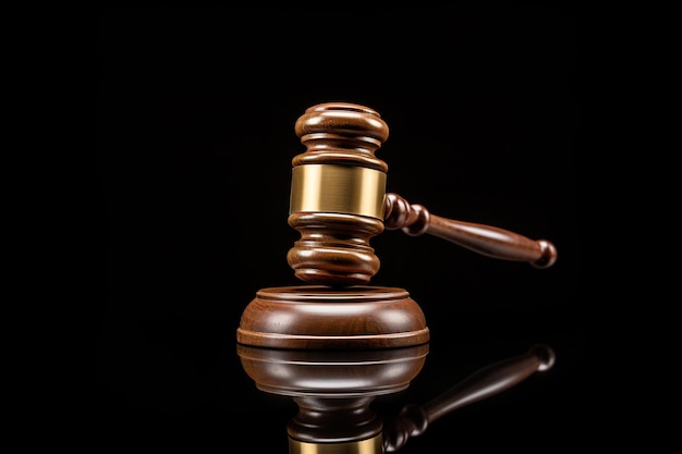 a wooden gavel is on a black background