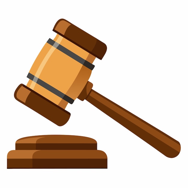 Vector a wooden gavel with a wooden gavel on top