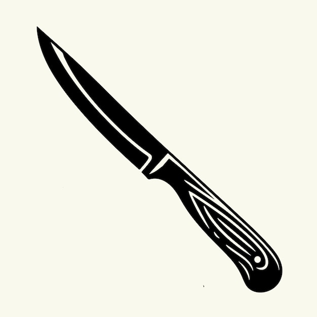 Vector wooden handle knife silhouette vector illustration