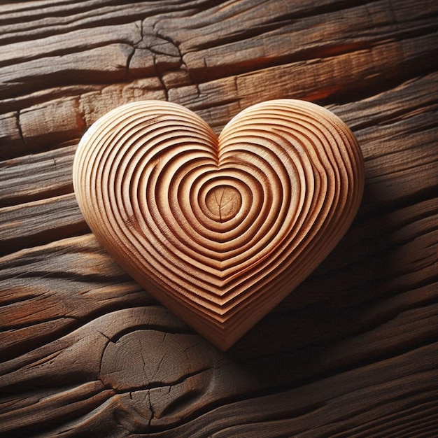 Vector a wooden heart with a spiral in the middle