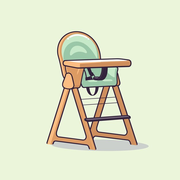 Vector a wooden high chair with a green seat