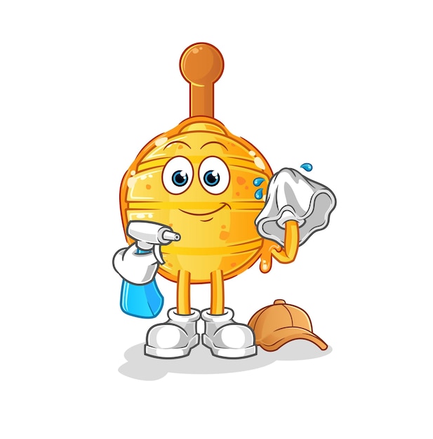 Wooden honey dipper cleaner vector. cartoon character