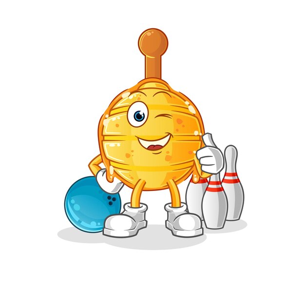 Wooden honey dipper play bowling illustration character vector