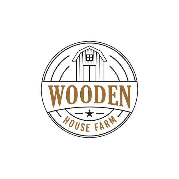 Wooden house farm logo design concept