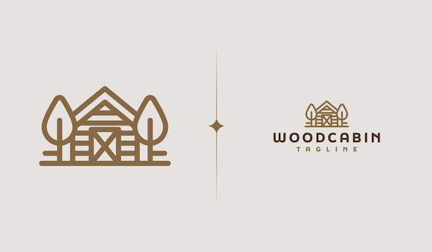 Wooden House Pine Tree Logo Template Universal creative premium symbol Vector sign icon logotype