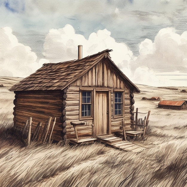 wooden house in prairie