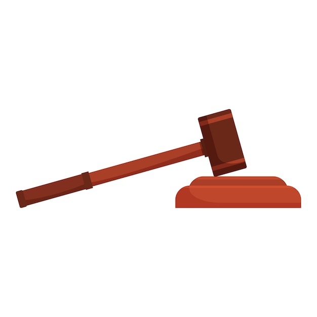 Vector wooden judge gavel hitting sound block making decision