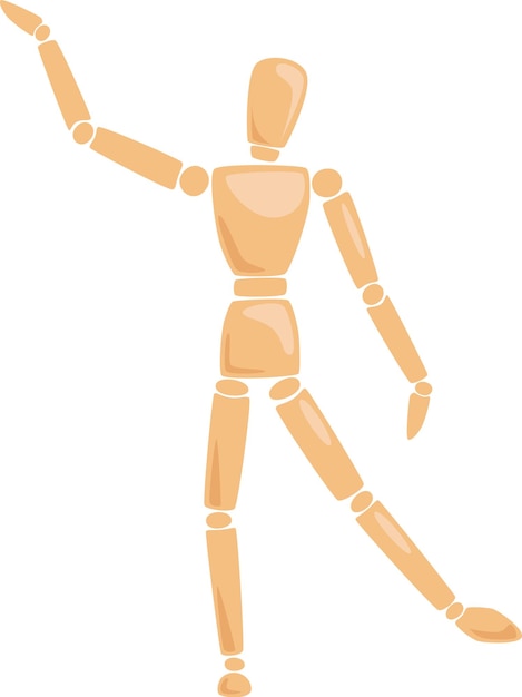 Vector wooden man manikin in pose