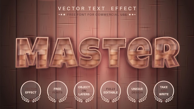 Wooden Master Editable Text Effect, Font Style