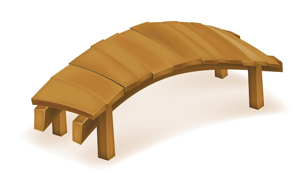 Wooden old bridge to cross a river or pond vector illustration