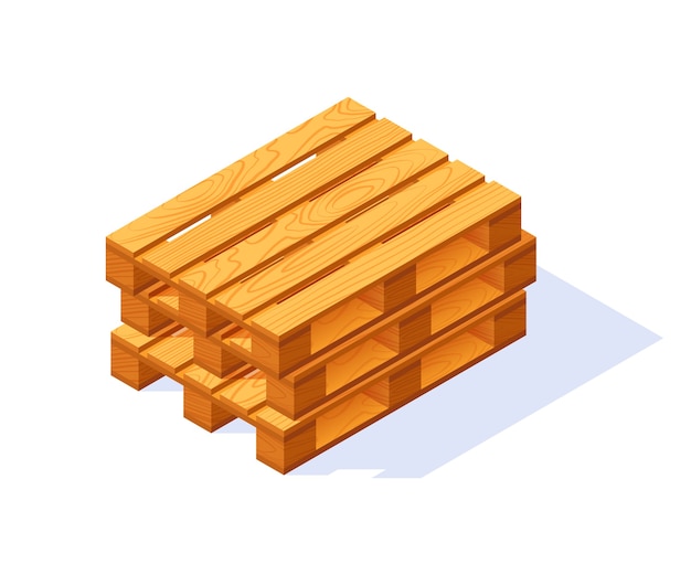 Wooden pallet isometric icon.  isolated on a white background in flat style.