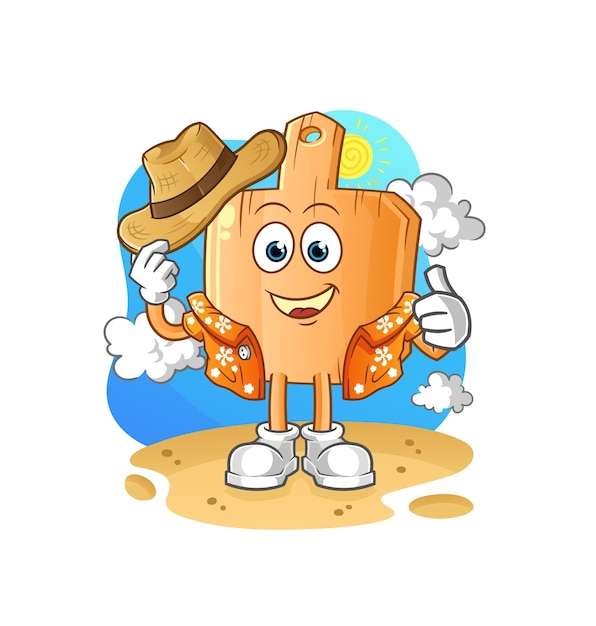 the wooden placemat go on vacation. cartoon mascot vector