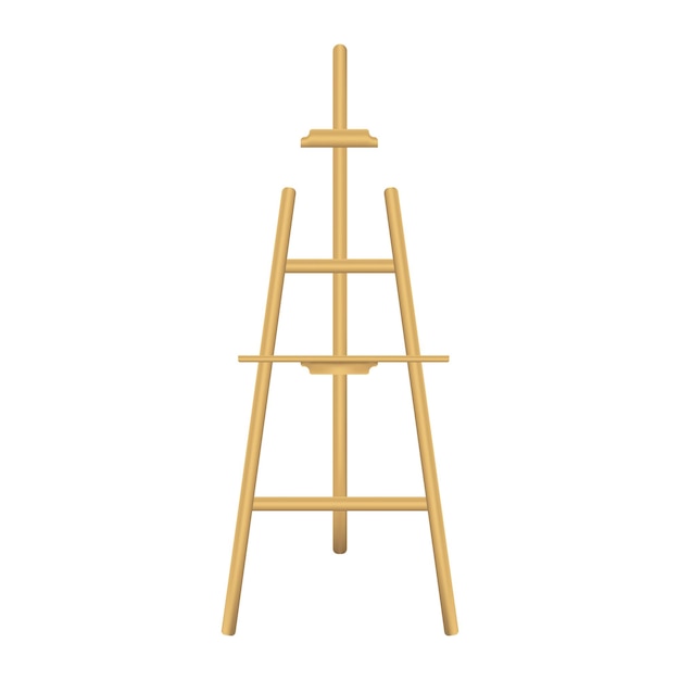 Wooden realistic easel isolated on white background Vector illustration