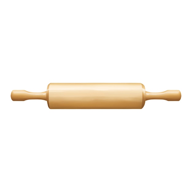 Wooden Rolling Pin Isolated Detailed Hand Drawn Painting Illustration