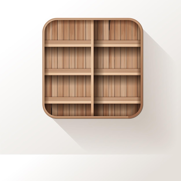 wooden shelves mock up empty shelf design on wall background