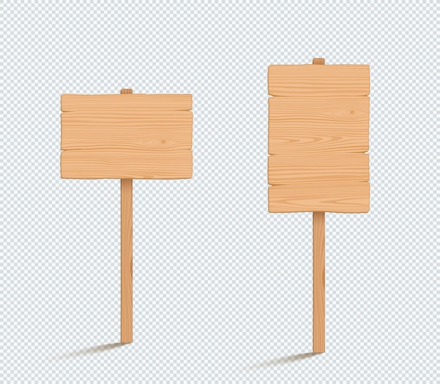 Wooden Sign Plain Empty 3d Vector Illustrations