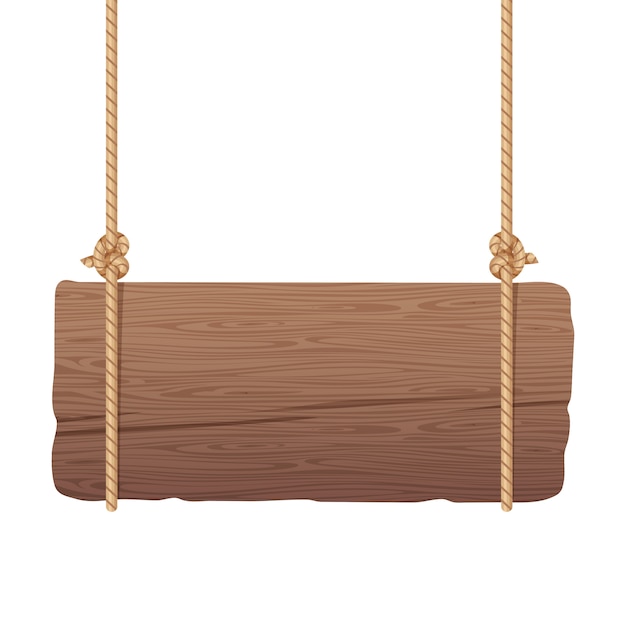 Wooden singboard hanging on ropes