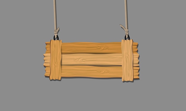 Wooden singboard hanging on ropes