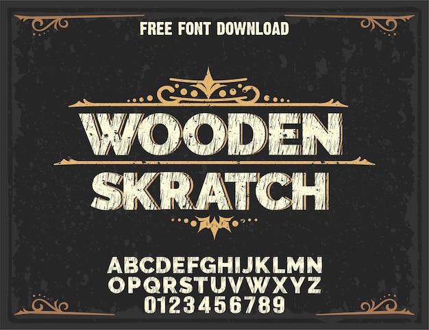 WOODEN SKRATCH ALPHABET FONT VINTAGE RETRO SERIF SCRIPT TYPOGRAPHY LETTERING OUTDOOR ADVENTURE