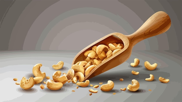 a wooden spoon with a bunch of peanuts on it