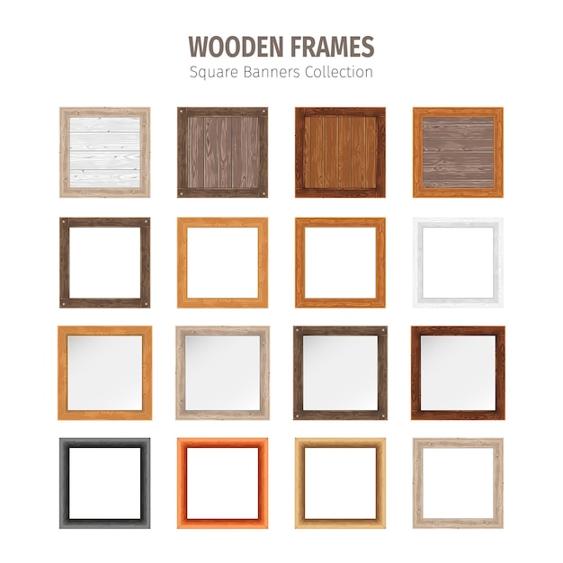 Vector wooden square frames set