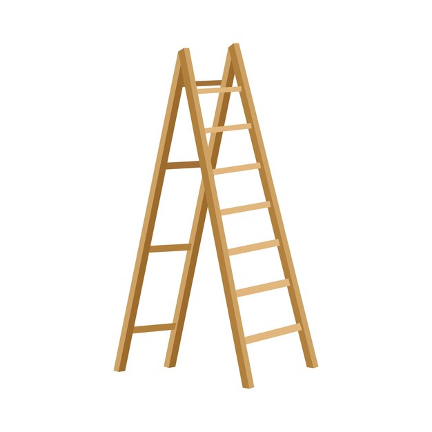 Vector wooden step folding ladder vector illustration on white background