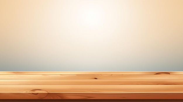 a wooden table with a light on it and a light on the wall