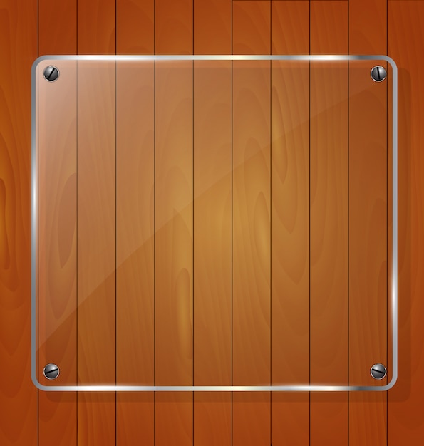 Wooden texture with glass framework background. Vector illustration