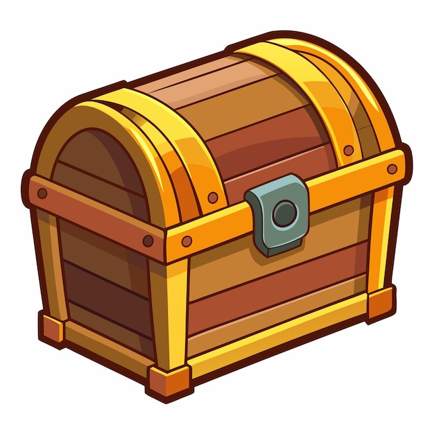 Wooden Treasure Chest Icon with Golden Accents for Gaming and Adventure Themes