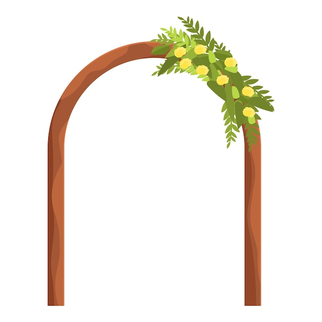 Vector wooden wedding arch decorated with flowers and leaves for beautiful ceremony