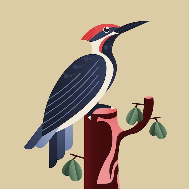 Vector woodpacker flat gradient illustration